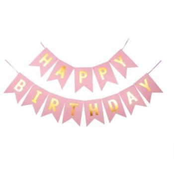 Ünnepi dekorációk - Születésnapi, rózsaszín HAPPY BIRTHDAY girland kép