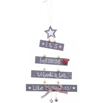 Ünnepi dekorációk - Szürke, karácsonyfa dekoráció kép