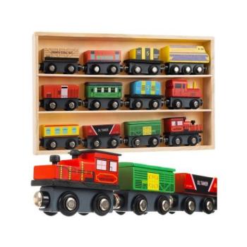 Vonatok és kisautók - Fa vonat mágnesen kép