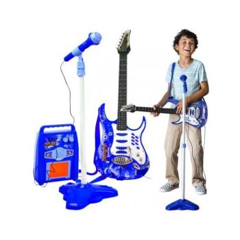 Zenélő játékok - Kék gitár mikrofonnal és erősítővel kép