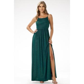 Alkalmi ruhák - Csillogó zöld pántos estélyi ruha kép