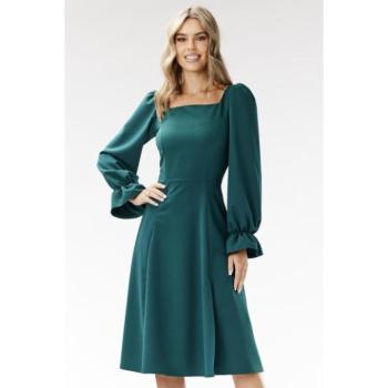 Alkalmi ruhák - Elegáns zöld ruha hosszú ujjal kép