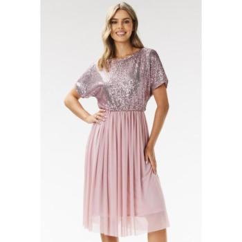 Alkalmi ruhák - Flitteres rózsaszín női ruha tüllből kép