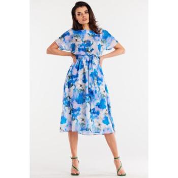 Alkalmi ruhák - Kék mintás ruha övvel kép