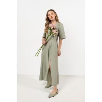 Alkalmi ruhák - Zöld színű bő V-nyakú ruha kép