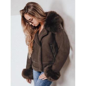 Átmeneti kabátok - Barna női kabát szőrmével TY5243 kép