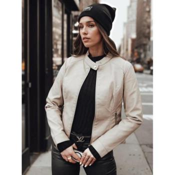 Bőrdzsekik - Bézs színű női bőrkabát kép