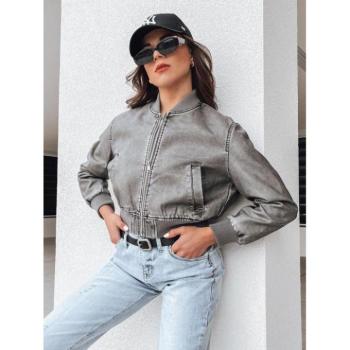 Bőrdzsekik - Női rövid szürke bőrkabát kép