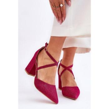 Divat kiegészítők és ruhák kiárusítása - Csillogó fukszia színű női magassarkú cipők akciósan kép