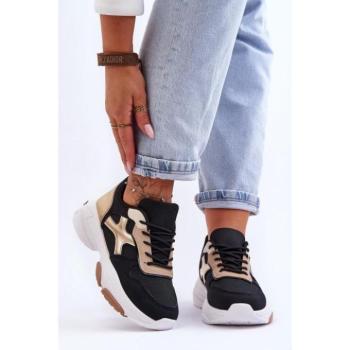 Divat kiegészítők és ruhák kiárusítása - Női fekete és arany platformcipők akciósan kép