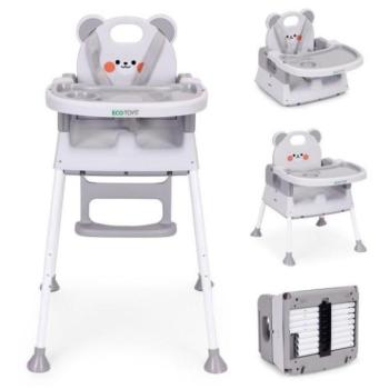 Etetőszékek - Szürke 3 az 1-ben etetőszék dupla tálcával kép