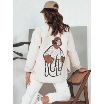 Farmer dzsekik - Női bézs farmerdzseki grafikával a hátán kép