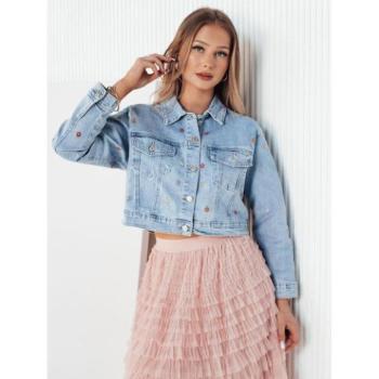 Farmer dzsekik - Női világoskék farmerdzseki virágokkal kép