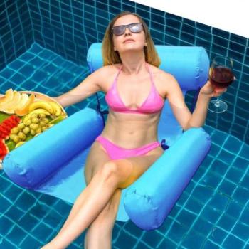 Felfújható medence tartozékok - Felfújható világoskék medenceszék kép