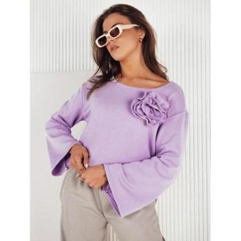 Hosszú ujjú blúzok - Laza lila blúz virággal kép