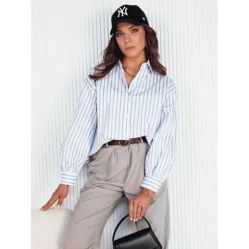 Hosszú ujjú ingek - Csíkos női ing fehér- kék színben kép