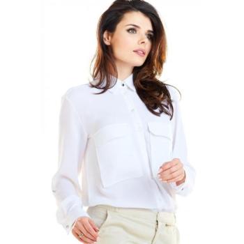 Hosszú ujjú ingek - Klasszikus női ing, piros fehér zsebekkel kép