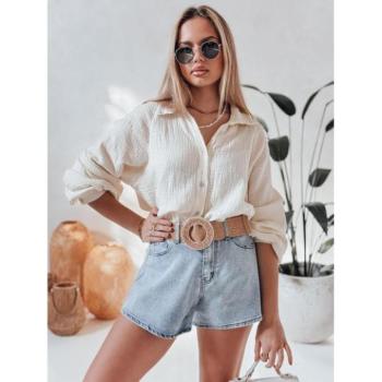 Hosszú ujjú ingek - Női krémszínű muszlin ing DY0480 kép