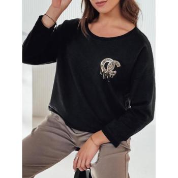 Hosszú ujjú - Női fekete póló RY2696 mintával kép