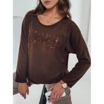 Hosszú ujjú - Oversize női csokoládé színű póló RY2667 kép