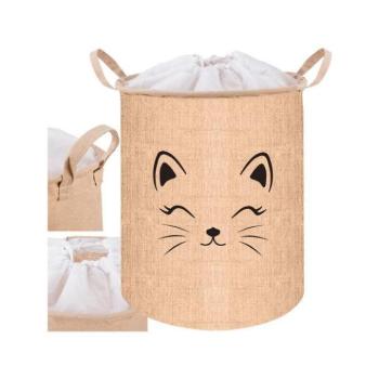 Játék kosarak - Bézs színű játékkosár macskafejjel - 63 l kép