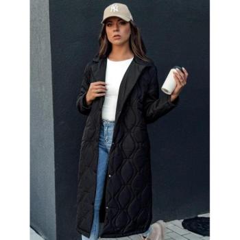 Kabátok és trenchek - Fekete hosszú női steppelt kabát TY4378 kép