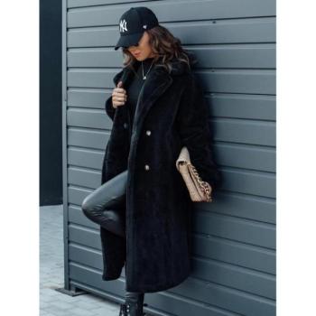 Kabátok és trenchek - Hosszú női bunda fekete színben TY4688 kép