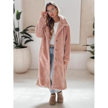 Kabátok és trenchek - Hosszú női rózsaszín bunda NY0751 kép