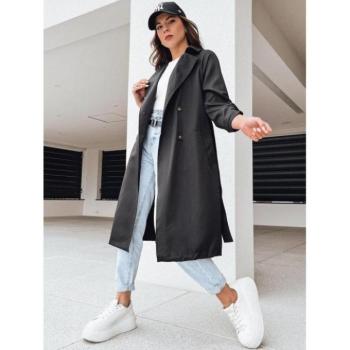 Kabátok és trenchek - Női hosszú fekete kabát övvel kép