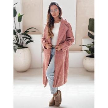 Kabátok és trenchek - Női hosszú rózsaszín báránybőr kabát NY0755 kép