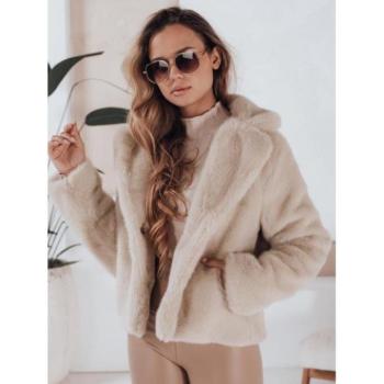 Kabátok és trenchek - Női rövid bézs színű szőrmekabát TY4984 kép