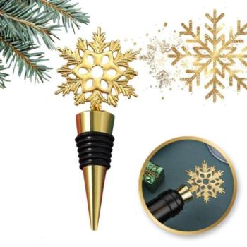 Karácsonyi dekoráció - Arany karácsonyi bordugó hópelyhekkel kép