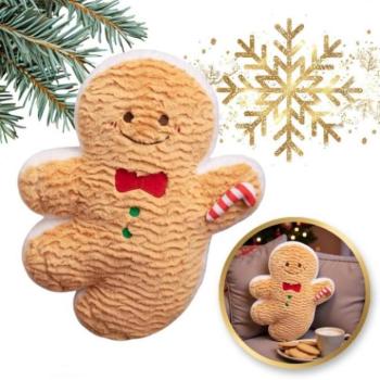 Karácsonyi dekoráció - Bársony párna mézeskalács ember formájában - 45 cm kép