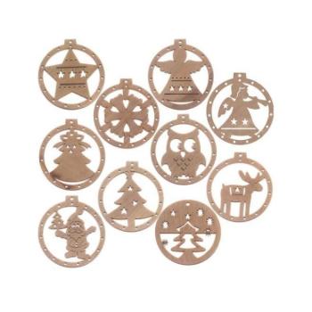 Karácsonyi dekoráció - Fa karácsonyfadíszek - 10 db kép