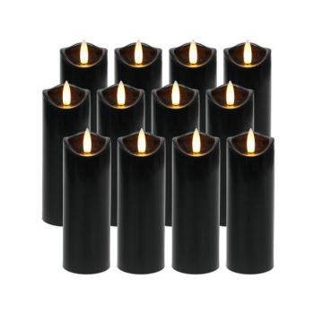 Karácsonyi dekoráció - Fekete LED gyertyák 12 darab 15 cm kép