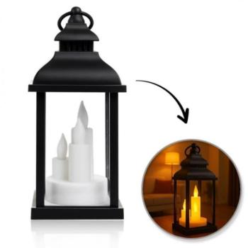 Karácsonyi dekoráció - Fekete LED lámpás gyertya utánzattal 10 x 22 cm kép