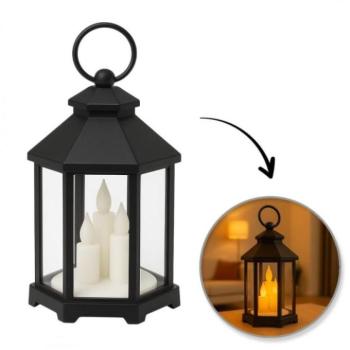 Karácsonyi dekoráció - Fekete LED lámpás gyertya utánzattal 12 x 21 cm kép