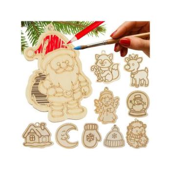 Karácsonyi dekoráció - Festhető fa díszek - 24 db kép