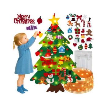 Karácsonyi dekoráció - Filc karácsonyfa LED-ekkel kép