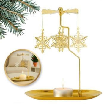 Karácsonyi dekoráció - Gyertyatartó hópehely körhintával kép