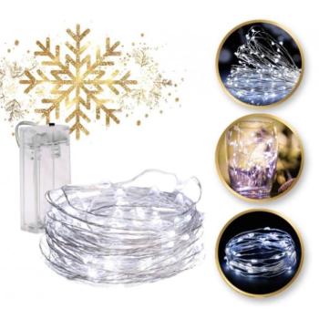 Karácsonyi dekoráció - Hideg fehér, LED fények vezetéken - 2 m kép