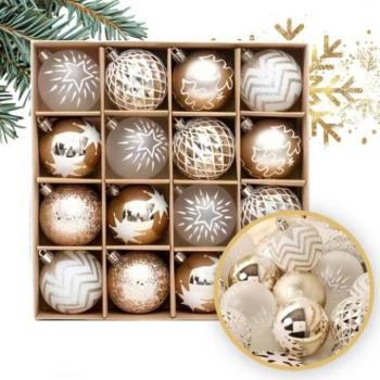 Karácsonyi dekoráció - Karácsonyi díszek szett arany színben - 16 darab kép