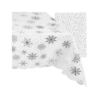 Karácsonyi dekoráció - Karácsonyi fehér terítő hópelyhekkel - 180x140 cm kép