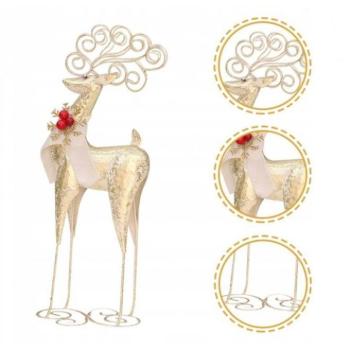 Karácsonyi dekoráció - Karácsonyi fém rénszarvas, arany színben kép