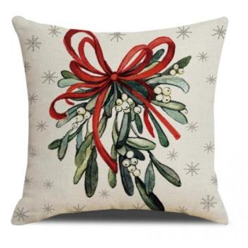 Karácsonyi dekoráció - Karácsonyi párnahuzat fagyöngy motívummal kép