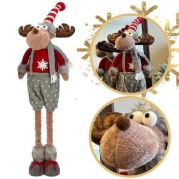 Karácsonyi dekoráció - Karácsonyi plüss rénszarvas kihúzható lábakkal - 60-90 cm kép