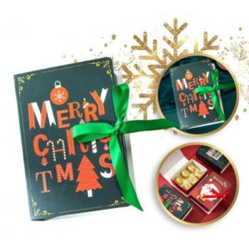 Karácsonyi dekoráció - Karácsonyi zöld ajándékdoboz - 13x9x4,5 cm kép