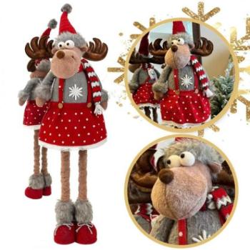 Karácsonyi dekoráció - Plüss karácsonyi rénszarvas kihúzható lábakkal - 60-90 cm kép