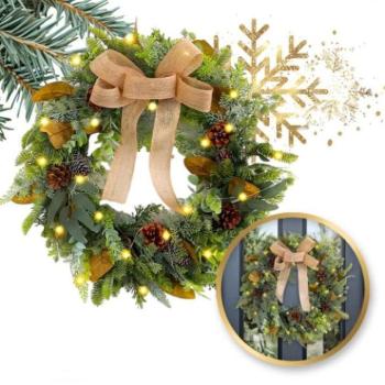 Karácsonyi dekoráció - Realisztikus karácsonyi koszorú - 45 cm kép