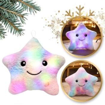 Karácsonyi dekoráció - Rózsaszín bársony csillag alakú párna - 40x35 cm kép